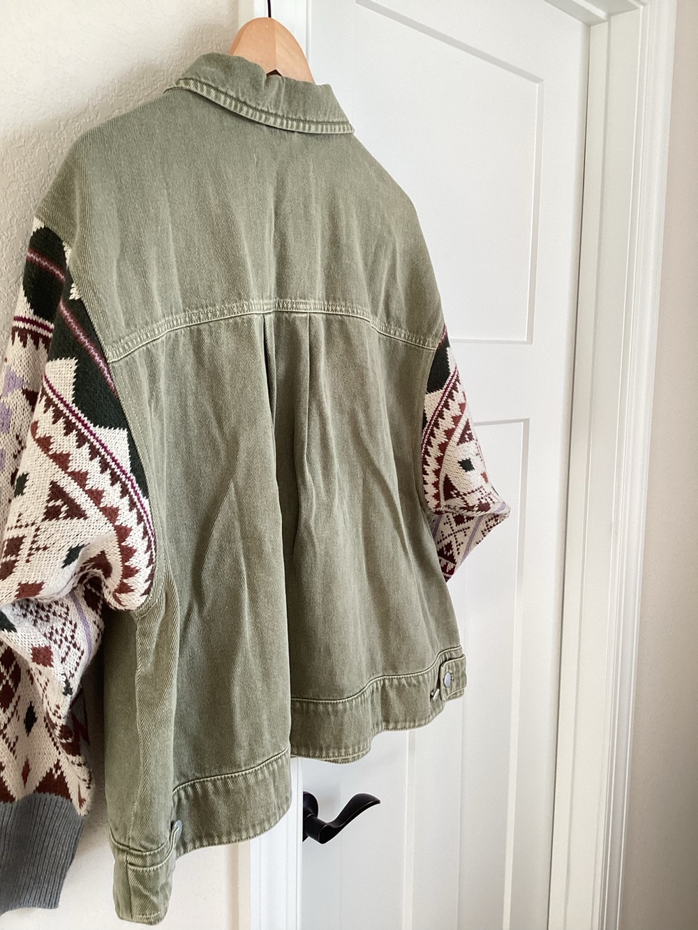 Anthropologie Sweater Sleeve Utility Jacket Pilcro Denim New Large Army Green - Picture 8 of 15